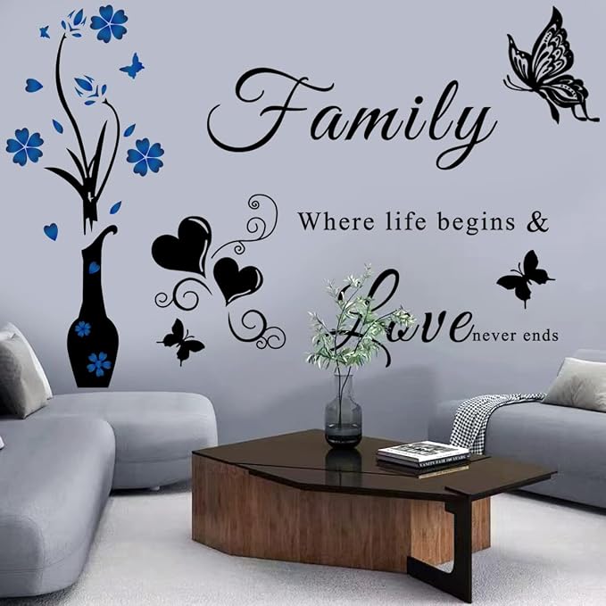 Family Wall Sticker Decals: Inspirational Quote Vase Art Vinyl Lettering Saying for Living Room, Bedroom & Dining Room Decor - Image 4