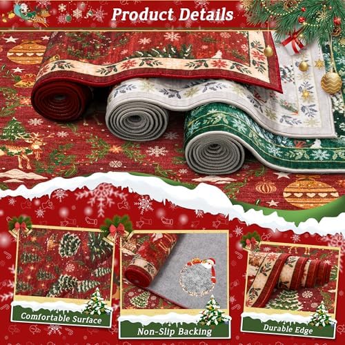 Madane Christmas Kitchen Runner Rug 2x5, Washable Red Hallway Rugs Non-Slip - Image 4