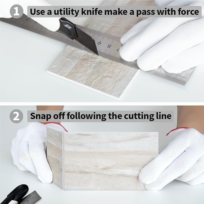 AULIGET 4-Piece Beige Slate Peel and Stick Backsplash Wall Tiles, 3" x 6" PVC Faux Stone Stick on Tile for Backsplash Kitchen, Bathroom, Laundry Room, Camper, Fireplace - Image 7