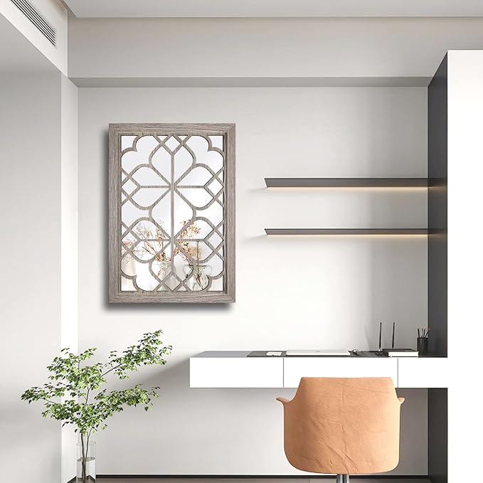 Wocred Set of 2 Rectangular Wall Mirror,Gorgeous Rustic Farmhouse Accent Mirror,Barn Wood Color Entry Mirror for Bathroom Renovation,Bedrooms,Living Rooms and More(11”x15”) - Image 6
