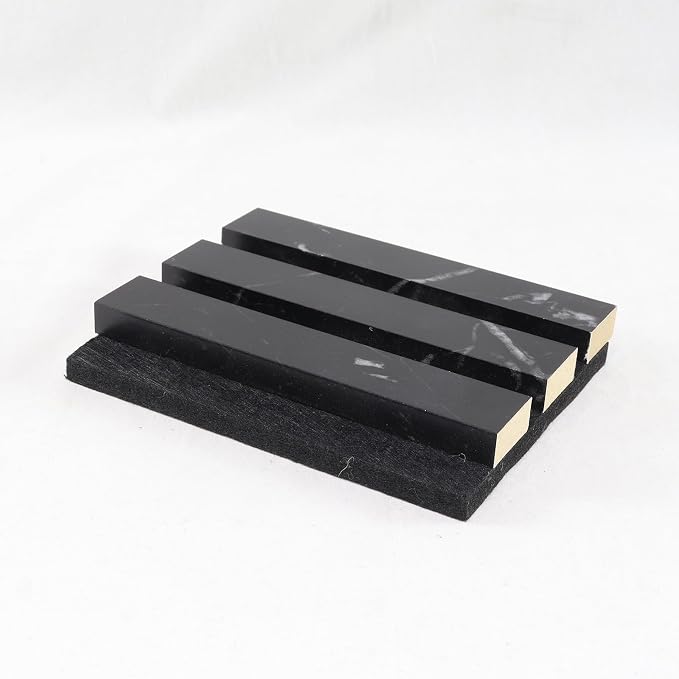 Wood Panels for Wall, 5.9"x4.7" Wood Slat Acoustic Panels | Soundproof Wood Slat Wall Panels for Noise Cancelling and Decoration, Living Room, Bedroom, Black Marble Sample - Image 3