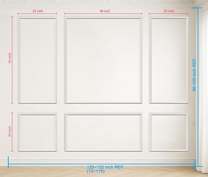 Pre-Cut Peel and Stick Wall Molding Kit Wainscoting Trim- Self Adhesive Premade Accent Panel Chair Rail for Interior Moulding Home Decor Accent Wall Set of 6 pcs - 3 Top 3 Bottom, Ready to Assemble - Image 2