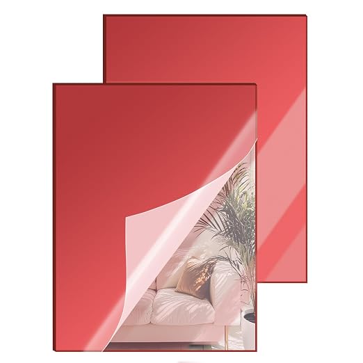 12x16 Inches Deep Red Mirror Acrylic Sheet – 2 Pcs Reflective Acrylic Panel for DIY Crafts, Home Décor & More (30x40 cm) by SAKRNIC