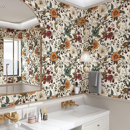 Danodoi Yellow Vintage Floral Peel and Stick Wallpaper 17.5" x 197" | Waterproof Vinyl Self Adhesive Removable Renter Friendly Floral Contact Paper - Image 4