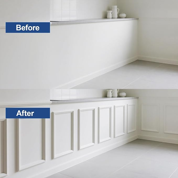NeatiEase 12 Set Peel and Stick Wall Molding Trim Kit, 24" x24" Premade Wainscoting Panels, Self Adhesive Moulding Panel for Interior Walls Picture Frame - Image 5
