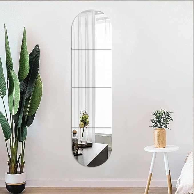 Full Body Length Mirrors for Walls, 12x12" 4pcs Acrylic Plexiglass Mirror Wall-Mounted Stick On Frameless Square Makeup Large Long Mirror Home Workout Gym Hallway Mirror Dorm Floor Tile Self Adhesive - Image 6