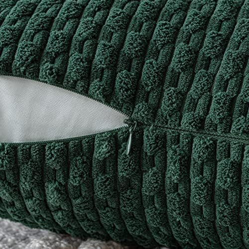 MIULEE Decorative Throw Pillow Covers 18x18 Dark Green Textured Corduroy - Image 3