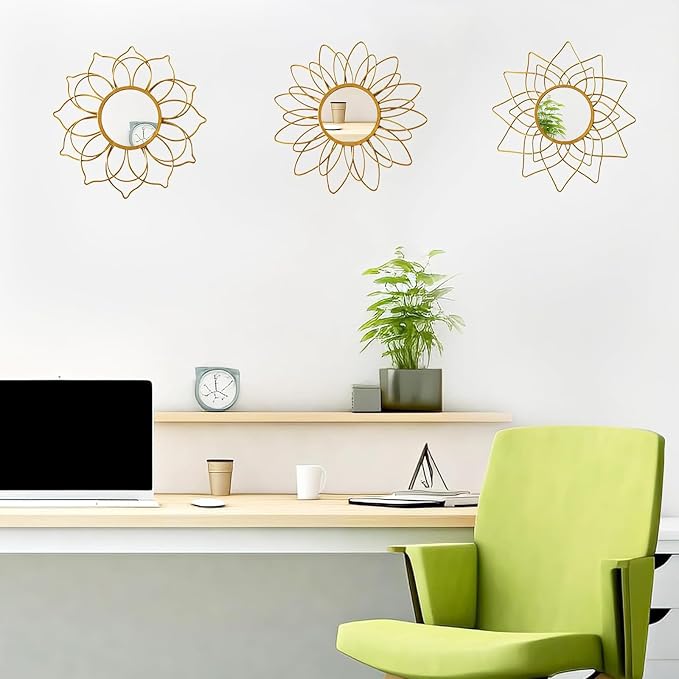 Champagne Gold Round Mirrors for Wall, Decorative Mirrors for Wall Decor - Image 5