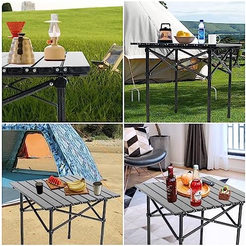 Wind Tour Portable Camping Table Folding Side Table Aluminum Lightweight Table with Carry Bag for Outdoor Cooking Hiking Picnics BBQ Travel (Black) - Image 6
