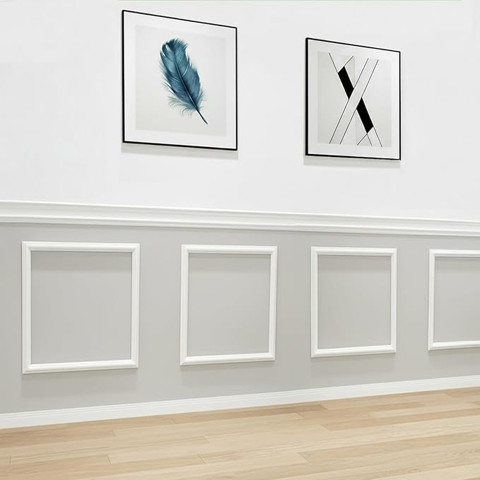 Peel and Stick Wall Molding, 4 Set 24" x 24" Pre Cut Wainscoting Panels | Paintable Wall Panel Kit, Ready-to-Assemble, Waterproof Molding Trim Decor for Living Room Bedroom Hallway Kitchen Island by TonhoDawnhawk