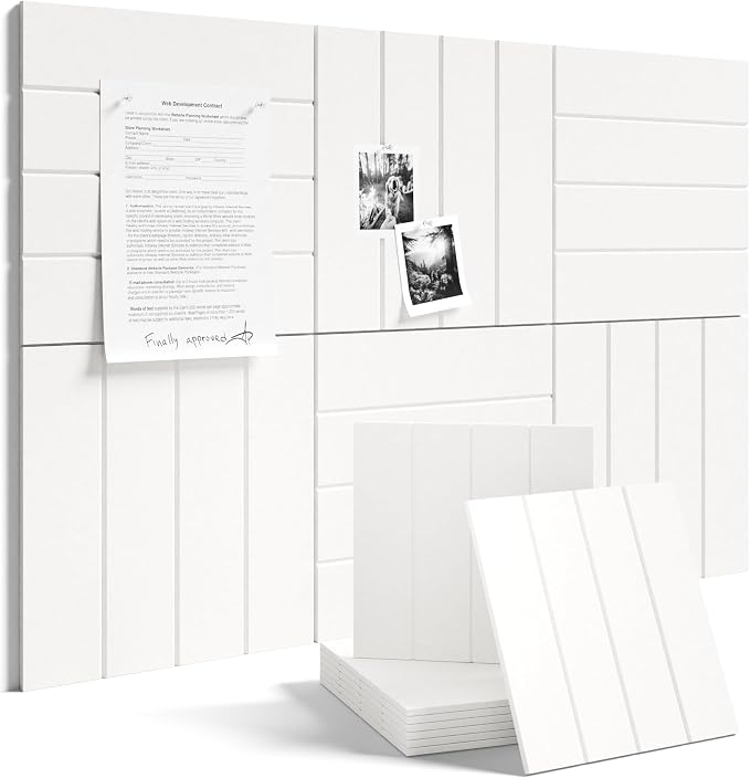 Fluxynara 36" x 24" Large Felt Bulletin Board, Milky White | 6 Pack Cork Board Alternative with 30 Safe Adhesive Tabs, Pin Boards for Wall Decor, Home, Office, Classroom,Dorm by FLUXYNARA