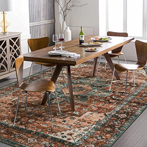 Moynesa 9x12 Ultra-Thin Vintage Medallion Area Rug for Living Room, Bedroom, Dining Room, Office, Entryway, Dorm by Moynesa