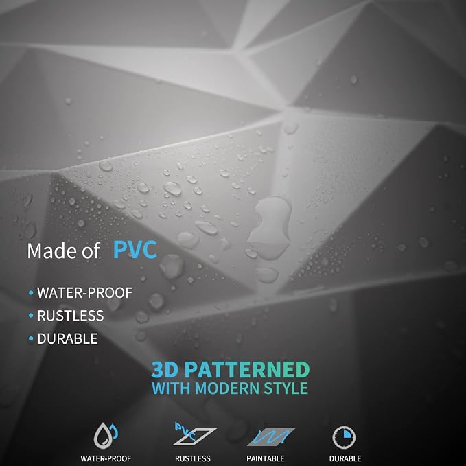 Art3d Textures 3D Wall Panels White Diamond Design for Interior Wall Decor Pack of 12 Tiles 32 Sq Ft (PVC) - Image 5
