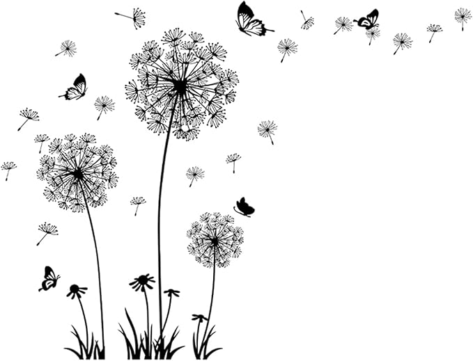 Arawat Dandelion Wall Decals - 2 Set Flower Stickers Murals Butterflies Peel and Stick Room Decor for Bedroom, Office, Bathroom, Living Room - Image 8