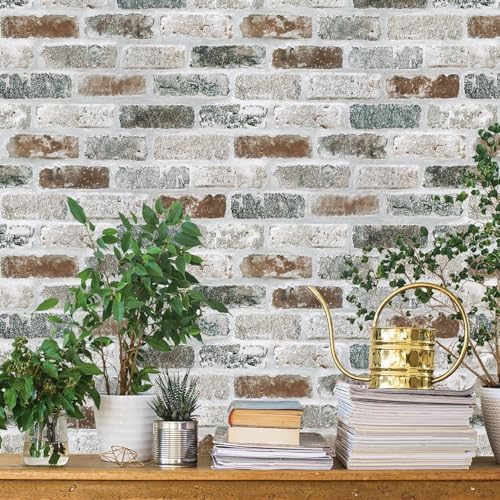 Guvana 17.3"×197" Brick Peel and Stick Wallpaper Brick Contact Paper | Red/Blue/Grey Vintage Self Adhesive Wallpaper 3D Brick Texture Removable Wall Paper for Livingroom Backsplash Decor by Guvana