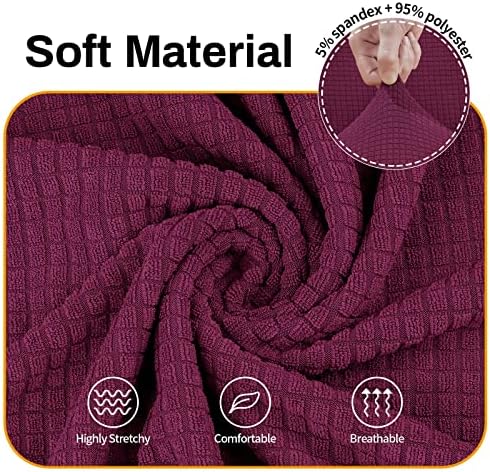 Asnomy Stretch Couch Covers Washable, loveseat Cover Slipcovers,Wine Red - Image 3