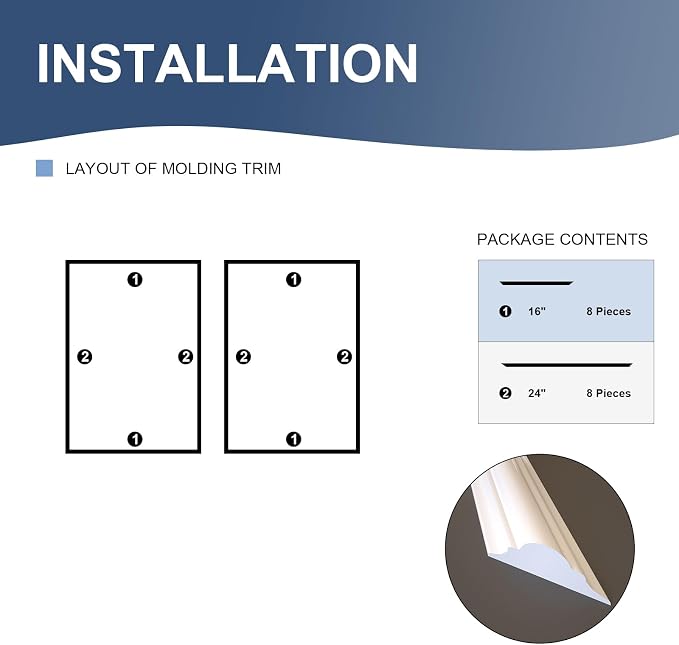 NeatiEase 2 Set Peel and Stick Wall Molding Trim Kit, 16" x24" Premade Wainscoting Panels, Self Adhesive Moulding Panel for Interior Walls Picture Frame - Image 2