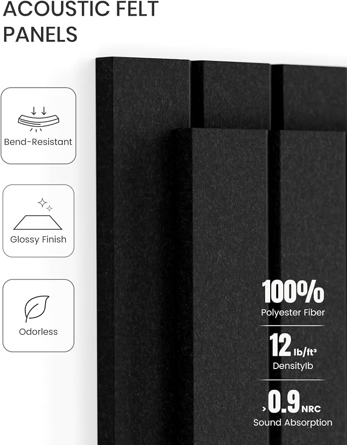 Fluxynara 48" x 36" Large Felt Bulletin Board, Black | 12 Pack Cork Board Alternative with 60 Safe Adhesive Tabs, Pin Boards for Wall Decor, Home, Office, Classroom,Dorm - Image 5