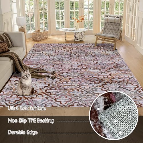 RUGSURE Washable Area Rugs, 3' x 5 ' - 1/6 Thick - Stain & Water Resistant Non-Slip - Perfect Resistant Rug for Living Room, Bedroom, Nursery, Pet & Child Friendly, Vibrant Colors Rugs, Purple - Image 5