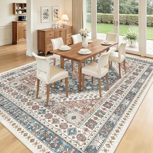 Madane 8x10 Area Rugs for Living Room, Non-Slip Washable Rug, Navy Blue - Image 4