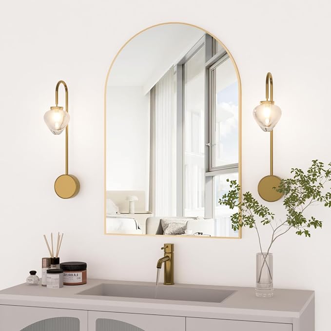 Arched Wall Mirror for Bathroom,20"x30" Arched Mirror Wall Mounted Mirror with Metal Frame, Gold Vanity Mirror Decor for Mantle, Bedroom, Entryway, Living Room - Image 8