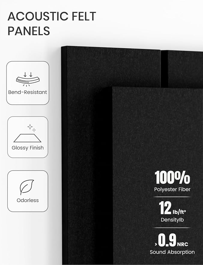 Fluxynara 36" x 24" Large Felt Bulletin Board, Black | 6 Pack Cork Board Alternative with 30 Safe Adhesive Tabs, Pin Boards for Wall Decor, Home, Office, Classroom,Dorm - Image 5
