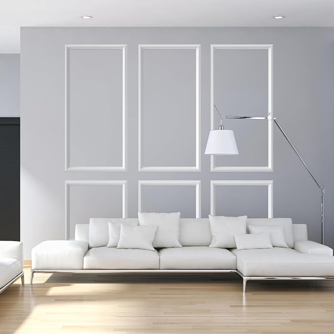 NeatiEase Peel and Stick Wall Molding Kit 6-Frame Premade, Ready-to-Assemble Wall Moulding Panel Frame, Self Adhesive Wainscoting Panels, Accent Molding Trim for Interior Walls Home Decor (Style 1) - Image 6
