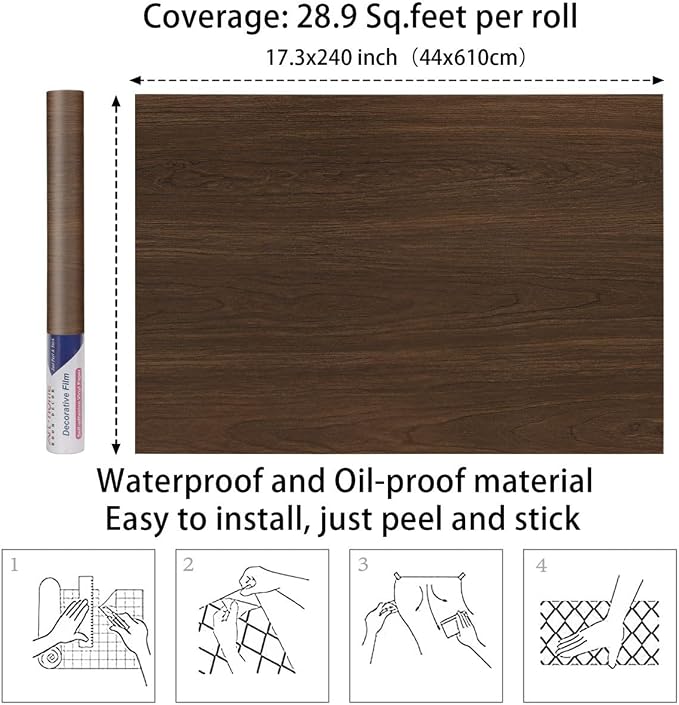 Arthome Cherry Wood Contact Paper Peel and Stick Wallpaper 16.5" x240" | Covers 27.5 sq ft.,Decorative Vinyl Film for Countertop,Cabinets,Shelf,Drawer Liner,Easy to Clean Removable Wall Covering - Image 6