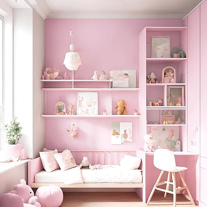 Yasinet Pink Peel and Stick Wallpaper Pink Contact Paper Light Solid Color Wallpaper Modern Removable Self Adhesive Wall Paper for Girl Bedroom Covering Cabinet Countertop Vinyl Roll 17.7" X 393.7" - Image 3