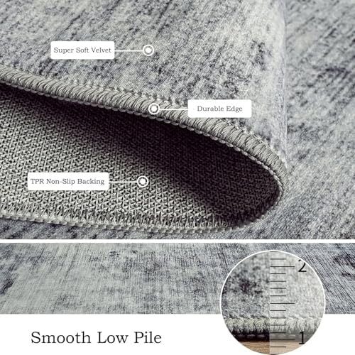 Toneed Washable 2x3 Grey Area Rug with Non-Slip Backing for Entryway - Image 5