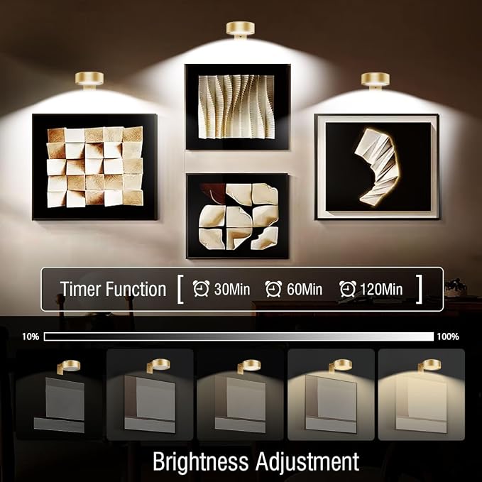 Xuolder Picture Lights for Wall,2000mAh Rechargeable Battery Poster Lights LED Magnetic Painting Light with Remote Control,3 Color Temps&12 RGB Timer Dimmable Wall Light for Art Display Wall Decor - Image 3