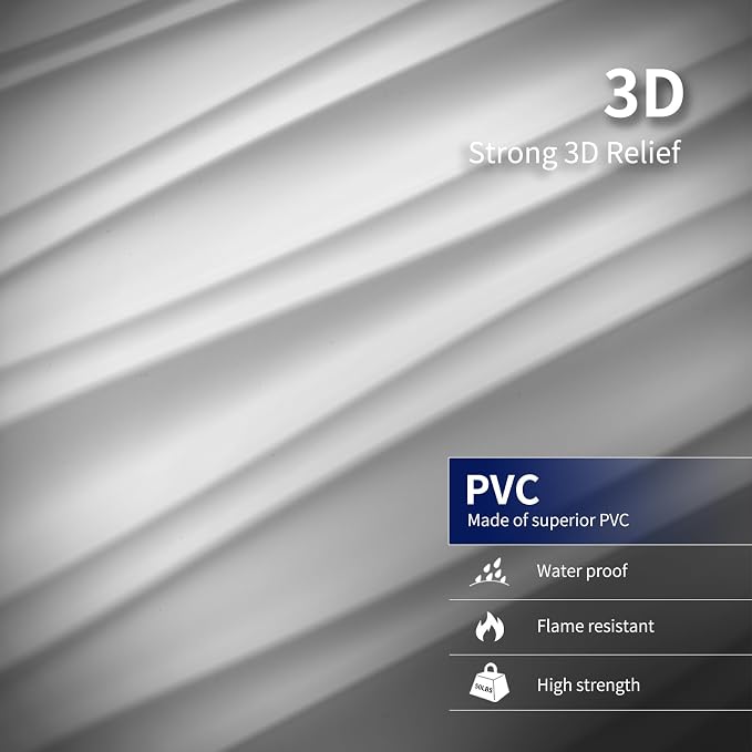 Art3dwallpanels Ceiling Tiles 24 x 24, 12 Pack, White | Interior Wall Décor, Drop Ceiling Tile 3D Wall Panel, Fire Rated Waterproof Premium PVC, No Sag and Breakage, Cover 48 Sq.Ft. - Image 3