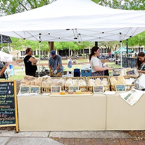 Nasitos 2 Pack Beige 6ft Table Cloth Fitted-Open Back Folding Fabric Table Cover Washable Table Cloth for Rectangular Table, Trade Show, Parties, Wedding, Banquet, Buffet, Jewelry Shows, Craft Fair - Image 2