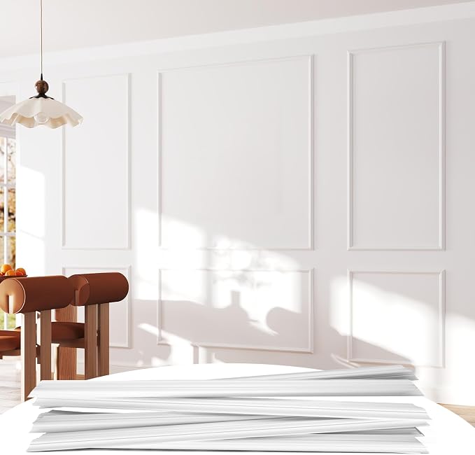 Peel and Stick Wall Molding Kit Set of 6 Frames | Premade Wainscoting Panels for Interior Wall Decor, Molding Trim for Living Room Bedroom Corridor Home Accent Walls Panel - Image 9