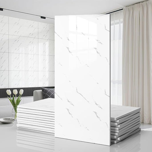 10 PCS Marble Peel and Stick Wall Panels 23.6"x11.8" Sticker | Self Adhesive, PVC, Waterproof Backsplash Tile for Bathroom, Kitchen, Living Room, Style4 by Unknown
