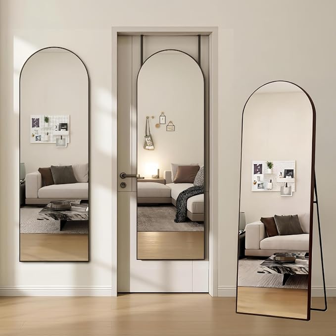 Dewfig 50"x 16" Full Length Door Mirror with Stand, Full Body Mirror, Black by YourSpacePerfectlyReflected