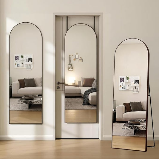 Dewfig 50"x 16" Full Length Door Mirror with Stand, Full Body Mirror, Black by YourSpacePerfectlyReflected