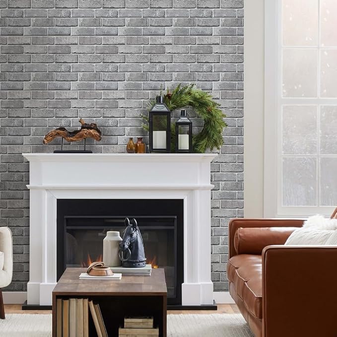COMSTICKC 3D Peel and Stick Faux Brick Wall Panels for Quick DIY Wall Decor | Gray, 10 Pcs 11.8" x 11.8", Not Real Brick, Small Size Brick, Lightweight Thin PVC Decorative Wall Sticker, Cover 9.7 sq ft - Image 6
