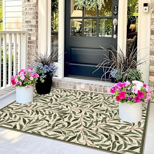 3x5 Leaf Entry Rug - Washable Indoor Outdoor Mats for Front Door - Image 4