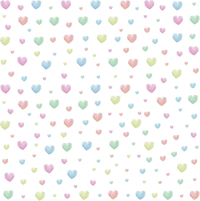 Watercolor Heart Wall Stickers,Colorful Heart Wall Decals,Easy to Peel and Stick Multicolor Heart Wall Decoration for Kids Bedroom Wallpapper Nursery Living Room Classroom Wall Décor - Image 6