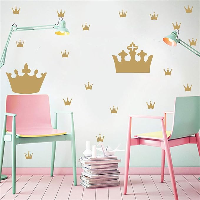 Crown Wall Decals for Girls Bedroom Kids Room Princess Wall Decor Stickers | Princess room decor, once upon a time party Decorations, peel and stick, removable vinyl art murals, for nursery baby bedroom - Image 2