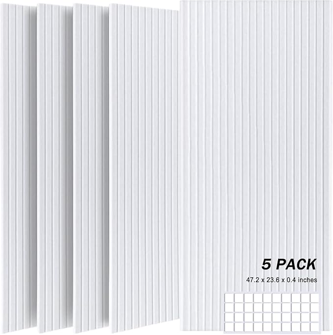 Large Acoustic Panels, 48"X24"X0.4" Sound Proof Foam Panels for Walls, Sound Dampening Panels, Soundproof Wall Panels for Home Studio&Office Decor. (White, 5) by Unknown