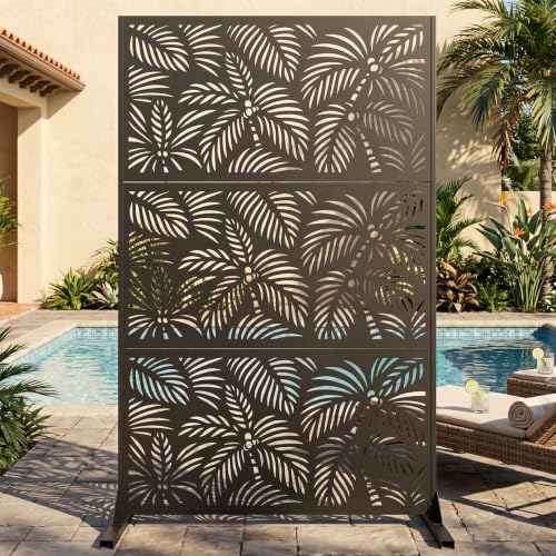 72" H Outdoor Privacy Screen, Palm Tree Privacy Panel for Patio&Backyard by Unknown