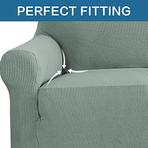 H.VERSAILTEX Stretch Sofa Covers for 3 Cushion Couch Covers Sofa Slipcovers for Living Room Feature Thick Checked Fabric with Elastic Bottom, Sofa Large - Sage - Image 5