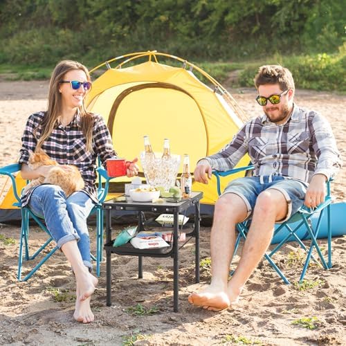 Titanker Folding Camping Table 2ft, Small Camp Table Portable with Side Racks & Storage Net, Small Picnic Table, Portable Beach Desk, Car Camping Essentials, Aluminum Light & Solid - Image 4