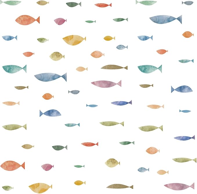 62 Pcs Watercolor Ocean Fish Wall Decals, Peel and Stick Ocean Wall Sticker, Removable Vibrant Sea Life Underwater Theme Wall Decor for Kids Room Nursery Bedroom Playroom Classroom - Image 6