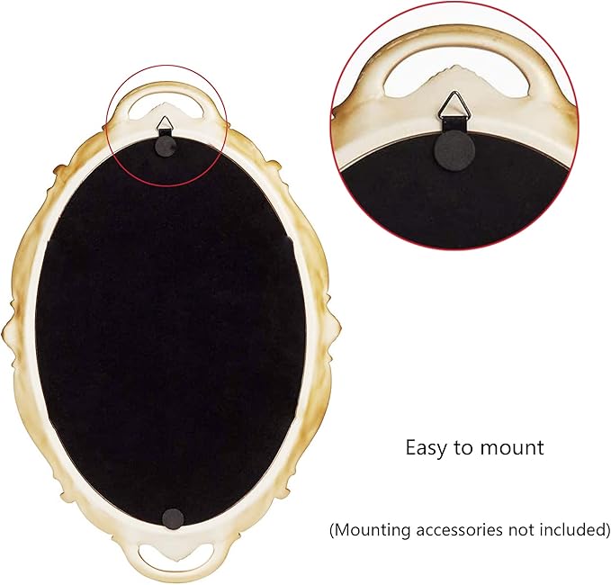 Tstarer Vintage Decorative Gold Framed Mirror, Small Oval Wall Hanging Mirror -Small- 9.6" W x 14.3" L (Gold) - Image 5