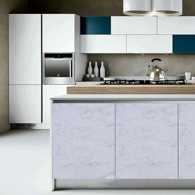 Marble Contact Paper White Peel and Stick Wallpaper for Kitchen Countertop | 17.71" x 196.8" Thick Gray Granite PVC Roll for Cabinet Furniture Renovated Easy to Remove Without Leaving Glue Upgrade - Image 5