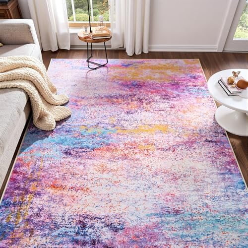Modern Abstract 3x5 Rug, Non Slip Entryway Rug, Soft Machine Washable Rugs by Enqinar