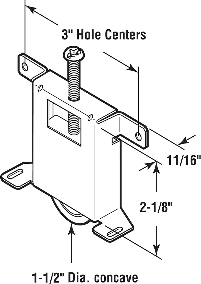 Prime-Line N 6861 Mirror Door Roller Assembly, 1-1/2 In., Steel Housing and Ball Bearings, Concave Plastic Wheel (Single Pack) - Image 5